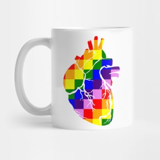 Rainbow check heart Mug